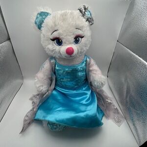 Build A Bear Disney Frozen Elsa Bear Plush Toy Sequin‎ Dress Snowflake